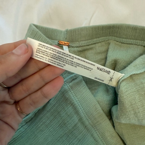 Free People Slim Split Hem Flare Pull-on Cotton Pants Sz Small Mint Green - Picture 3 of 7